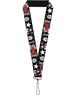 Buckle-Down Lanyard-1.0-Classic Mickey Mouse 1928 Collage Black/Whit
