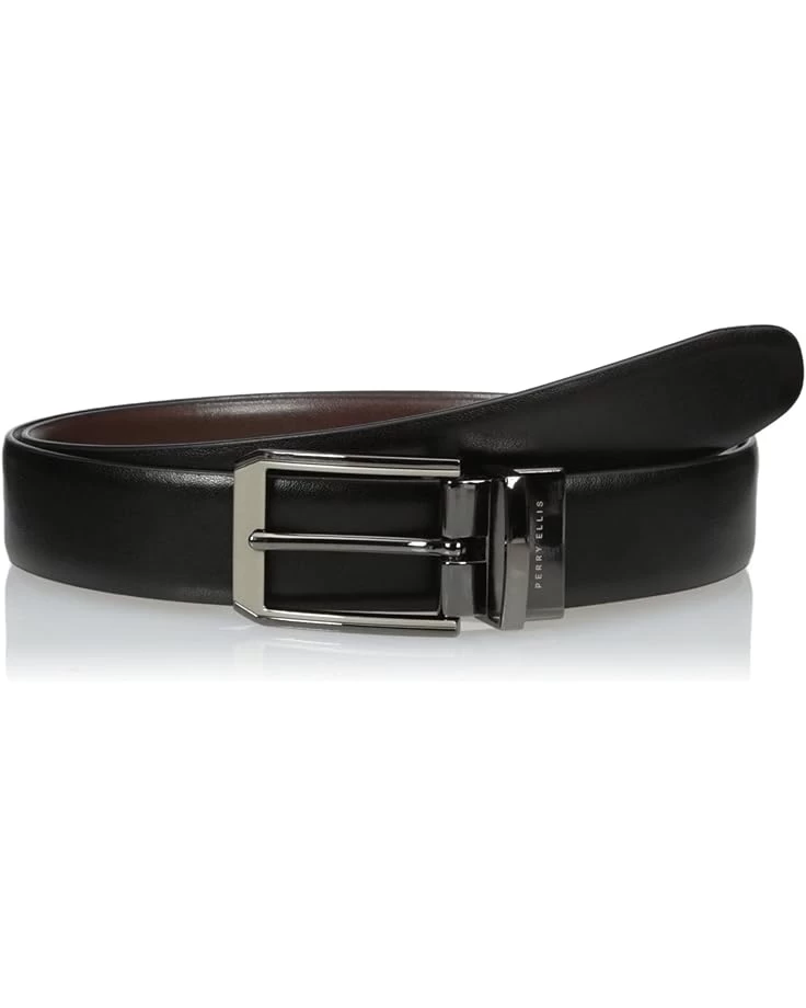 Perry Ellis Portfolio Men's 2-Tone Matte And Shine Buckle Reversible Belt 3 Perry Ellis Portfolio Men's 2-Tone Matte And Shine Buckle Reversible Belt