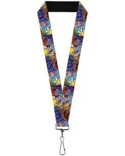 Buckle-Down Unisex Adults Lanyard - 1.0" Beauty & The Beast Stained Glass Scenes Key Chain, Multi Color, One Size US