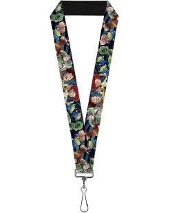Buckle-Down Unisex Adults Lanyard - 1.0 Toy Story Characters Running2 Denim Rays Key Chain, Multicolor, One Size US