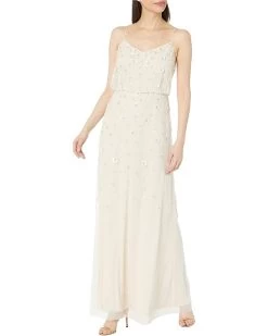 Adrianna Papell Long 3-D Beaded Blouson Slip Dress