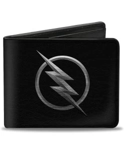 Buckle-Down Men's Reverse Flash Logo Black/Silver Etching, Multicolor, Standard Size