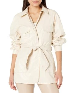 7 For All Mankind Faux Leather Cinch Balloon Jacket