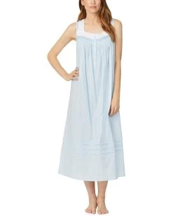 Eileen West 50" Cotton Dobby Sleeveless Nightgown