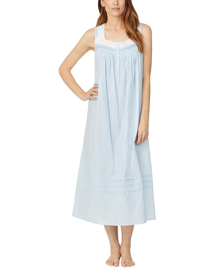 Eileen West 50" Cotton Dobby Sleeveless Nightgown 3 Eileen West 50" Cotton Dobby Sleeveless Nightgown
