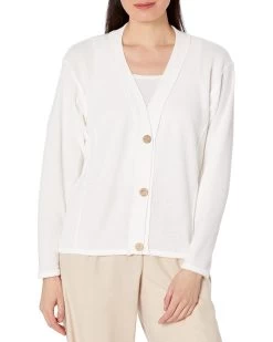 Mod-o-doc Texture Knit Long Sleeve Crop Boxy Cardi