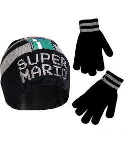 Nintendo Winter Hat, Kids Gloves Or Toddlers Mittens, Super Mario Baby Beanie For Boys Ages 4-7