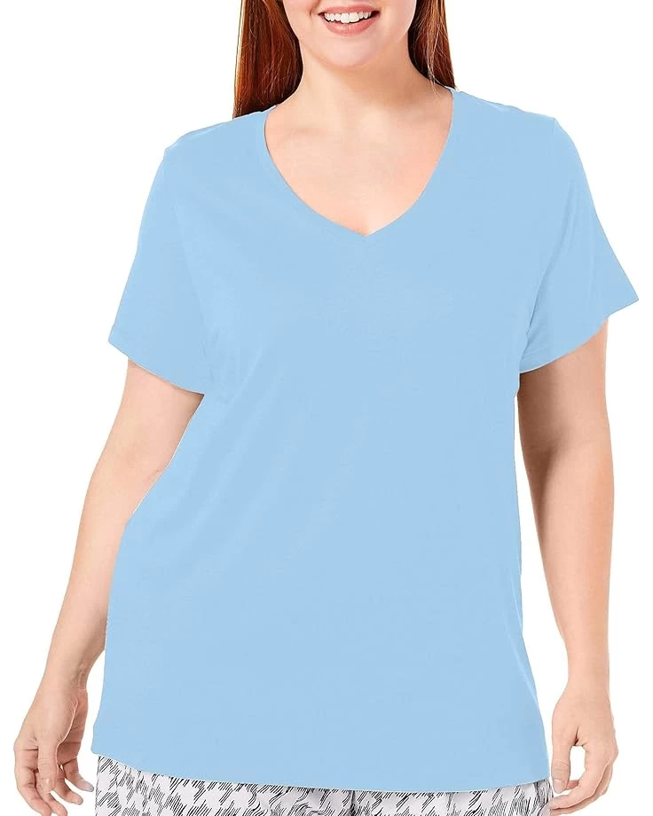 HUE Plus Size Short Sleeve V-Neck Sleep Tee 3 HUE Plus Size Short Sleeve V-Neck Sleep Tee