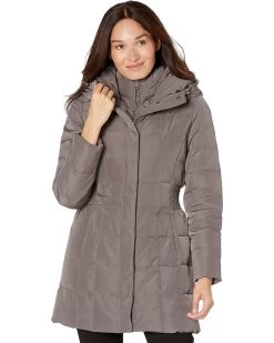 Cole Haan Down Coat With Bib Front And Dramatic Hood