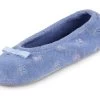 Isotoner Womens Embroidered Terry Ballerina Slippers