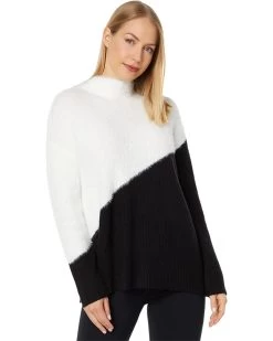 Vince Camuto Long Sleeve Asymmetrical Color-Block Crew Neck Sweater