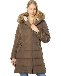 Vince Camuto Long Asymmetrical Fax Fur Hooded