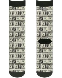 Buckle-Down Mens Buckle-down Socks 100 Dollar Bills Crew Backpacks, Multicolor, Crew US