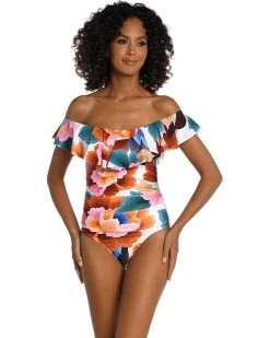 La Blanca Floral Rhythm Off-the-Shoulder Ruffle Mio