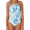 Calvin Klein Women's Solid High Neck Pleated One Piece Swimsuit -Fashion Clothing Store 819368RW99L. AC SR736920