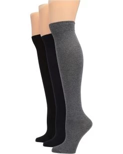 HUE Flat Knit Knee Socks 3-Pack