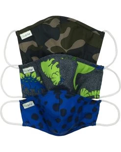 KIKO & MAX Boys' Kids Assorted 3-Pack Face Mask Cover, Unicorn/Rainbow/Pink Leopard, M Ages 5-8