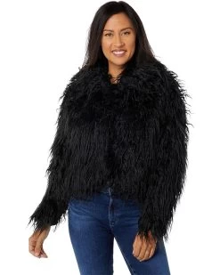 Blank NYC Faux Mongolian Fur Cropped Jacket